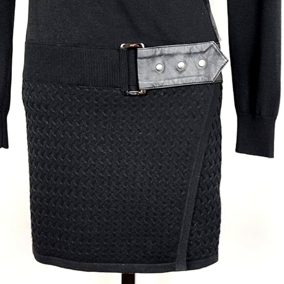 Laundry by Design Women's Black Knit Wrap V-Neck Hip Belt Dress Size Small - Picture 5 of 16